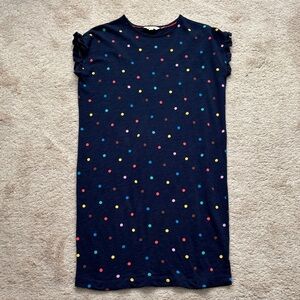 Boden Navy Polka Dot Dress with Ruffle Sleeves